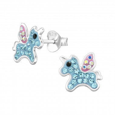 Unicorn - 925 Sterling Silver Kids Ear Studs with Crystal SD47904