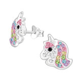 Unicorn - 925 Sterling Silver Kids Ear Studs with Crystal SD48000