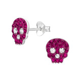 Skull - 925 Sterling Silver Kids Ear Studs with Crystal SD48294