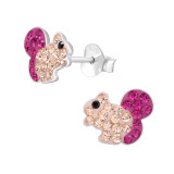 Squirrel - 925 Sterling Silver Kids Ear Studs with Crystal SD48440