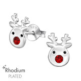 Reindeer - 925 Sterling Silver Kids Ear Studs with Crystal SD48528