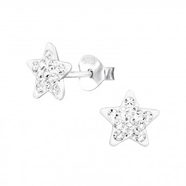 Star - 925 Sterling Silver Kids Ear Studs with Crystal SD48898