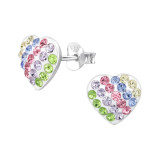 Heart - 925 Sterling Silver Kids Ear Studs with Crystal SD48931