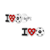 I Love Football - 925 Sterling Silver Kids Ear Studs with Crystal SD49223