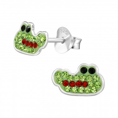 Crocodile - 925 Sterling Silver Kids Ear Studs with Crystal SD49225