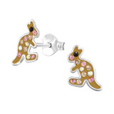 Kangaroo - 925 Sterling Silver Kids Ear Studs with Crystal SD49228