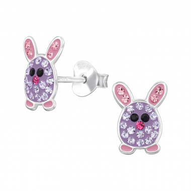 Rabbit - 925 Sterling Silver Kids Ear Studs with Crystal SD49229