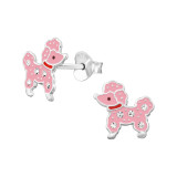 Poodle - 925 Sterling Silver Kids Ear Studs with Crystal SD49235