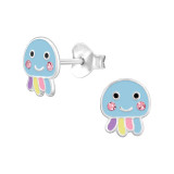 Octopus - 925 Sterling Silver Kids Ear Studs with Crystal SD49236