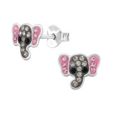 Elephant - 925 Sterling Silver Kids Ear Studs with Crystal SD49242