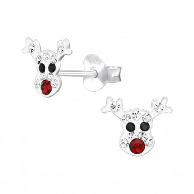 Deer - 925 Sterling Silver Kids Ear Studs with Crystal SD49378