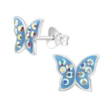 Butterfly - 925 Sterling Silver Kids Ear Studs with Crystal SD49396