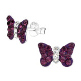 Butterfly - 925 Sterling Silver Kids Ear Studs with Crystal SD4939