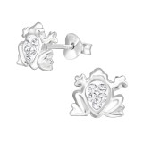 Frog - 925 Sterling Silver Kids Ear Studs with Crystal SD5224