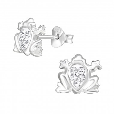 Frog - 925 Sterling Silver Kids Ear Studs with Crystal SD5224