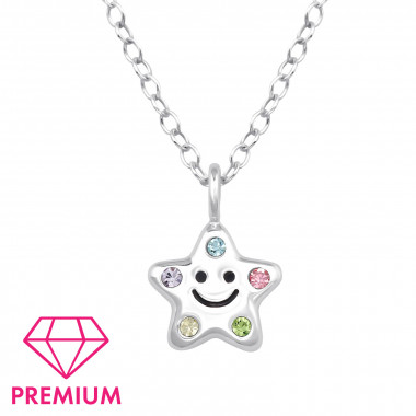 Smiley Star - 925 Sterling Silver Kids Necklaces SD48759