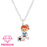 Girl Football Player - 925 Sterling Silver Kids Necklaces SD48761