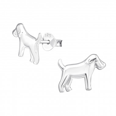 Dog - 925 Sterling Silver Kids Plain Ear Studs SD13305