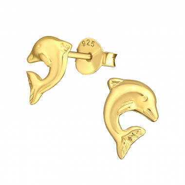 Dolphin - 925 Sterling Silver Kids Plain Ear Studs SD14797