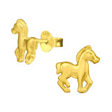 Horse - 925 Sterling Silver Kids Plain Ear Studs SD20636