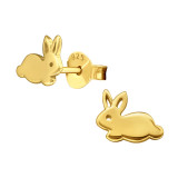 Rabbit - 925 Sterling Silver Kids Plain Ear Studs SD21078