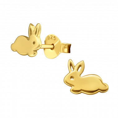 Rabbit - 925 Sterling Silver Kids Plain Ear Studs SD21078