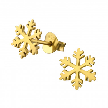 Snowflake - 925 Sterling Silver Kids Plain Ear Studs SD21459