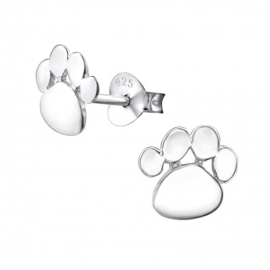 Footprint - 925 Sterling Silver Kids Plain Ear Studs SD23055