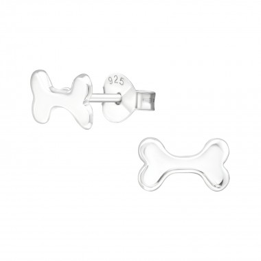 Dog bone - 925 Sterling Silver Kids Plain Ear Studs SD23232