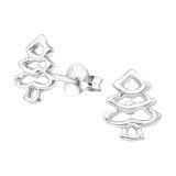 Christmas Tree - 925 Sterling Silver Kids Plain Ear Studs SD24246