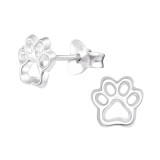 Paw Print - 925 Sterling Silver Kids Plain Ear Studs SD26693