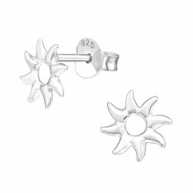 Sun - 925 Sterling Silver Kids Plain Ear Studs SD26818