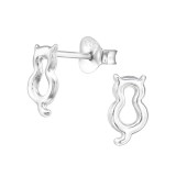 Cat - 925 Sterling Silver Kids Plain Ear Studs SD28612