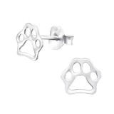 Paw Print - 925 Sterling Silver Kids Plain Ear Studs SD29340