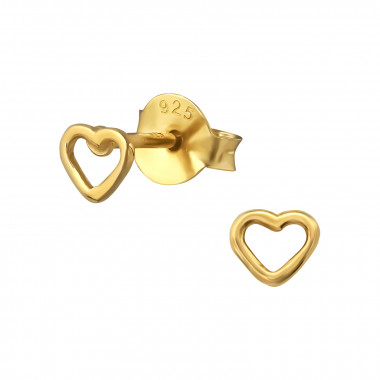 Heart - 925 Sterling Silver Kids Plain Ear Studs SD31669