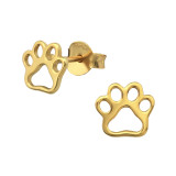 Paw Print - 925 Sterling Silver Kids Plain Ear Studs SD31748