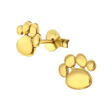 Paw Print - 925 Sterling Silver Kids Plain Ear Studs SD31751