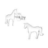 Unicorn - 925 Sterling Silver Kids Plain Ear Studs SD31991