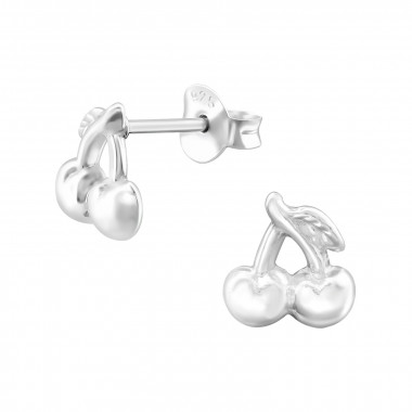 Cherry - 925 Sterling Silver Kids Plain Ear Studs SD34060