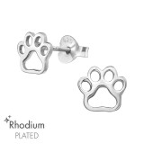 Paw Print - 925 Sterling Silver Kids Plain Ear Studs SD38759