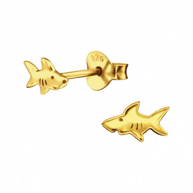 Shark - 925 Sterling Silver Kids Plain Ear Studs SD42118