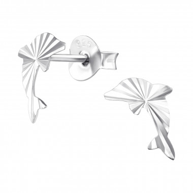 Dolphin - 925 Sterling Silver Kids Plain Ear Studs SD43108