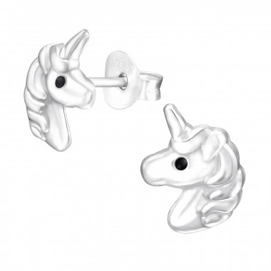 Unicorn - 925 Sterling Silver Kids Plain Ear Studs SD43131