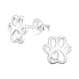 Paw Print - 925 Sterling Silver Kids Plain Ear Studs SD44664