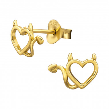 Heart - 925 Sterling Silver Kids Plain Ear Studs SD45338