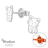 Cat Screw Back - 925 Sterling Silver Premium Kids Jewelry SD48201