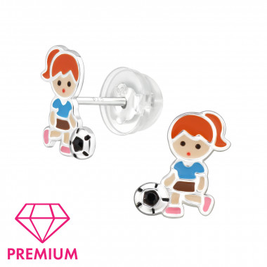 Girl Football Player - 925 Sterling Silver Premium Kids Jewelry SD48760