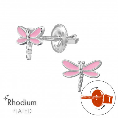 Dragonfly Screw Back - 925 Sterling Silver Screw Back Ear Studs SD48189