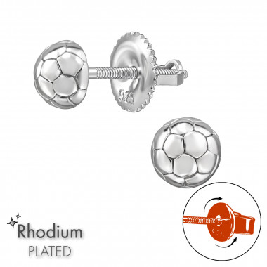 Football - 925 Sterling Silver Screw Back Ear Studs SD49301