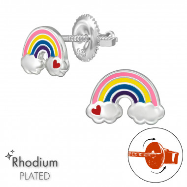 Rainbow - 925 Sterling Silver Screw Back Ear Studs SD49307